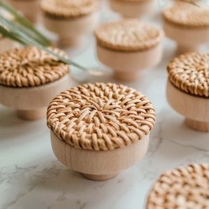 HIRSCH + TIMBER 4 Boho Rattan Knobs